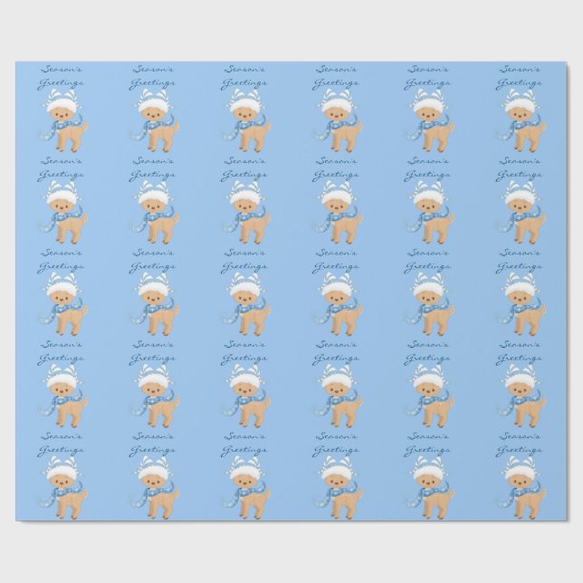 Papel De Regalo Saludos de temporada a los renos azul (Superficie plana)