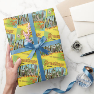 Papel De Regalo Saludos de Viajes Vintage de California