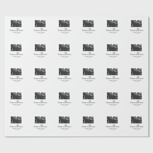 Papel De Regalo Saludos dorados a boda de 60 años (Superficie plana)