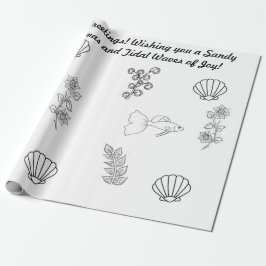 Papel De Regalo Saludos navideños costeros con flora y fauna