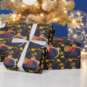 Papel De Regalo Salva un pavo, come pizza divertida Feliz Día de A