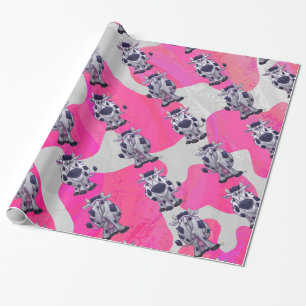 Papel De Regalo Salvaje de vaca rosa y blanco