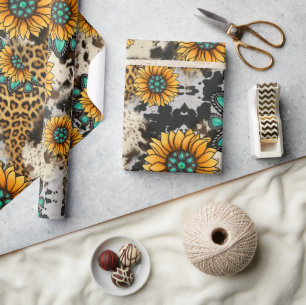 Papel De Regalo Salvaje Sobre Gemas Y Girasoles