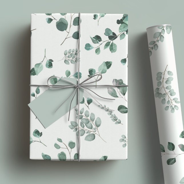 Papel De Regalo Salvia elegante y eucalipto verde bosque acuarela (Subido por el creador)