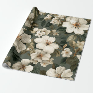 Papel De Regalo Salvia Rústica Verde Botánico Floral Vintage Atrev