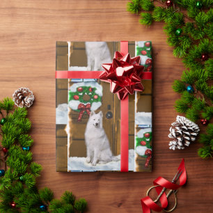 Papel De Regalo Samoyed en Navidades de Porch