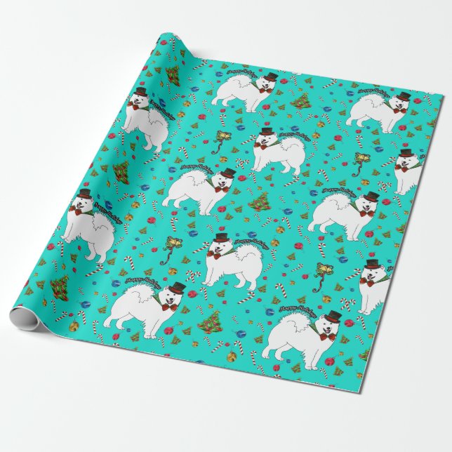 Papel De Regalo Samoyed: Fiesta del "Sam Snazzy" (Desenrollado)