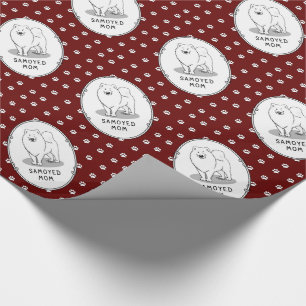 Papel De Regalo Samoyed Mom (blanco) Cute Fun Dog Mom