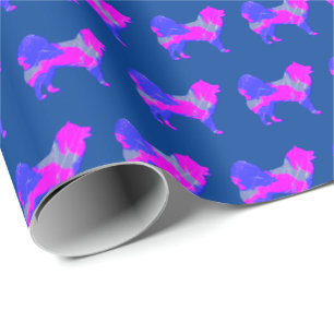 Papel De Regalo Samoyed Perro Sammy Silhouette Regalo rosa/azul