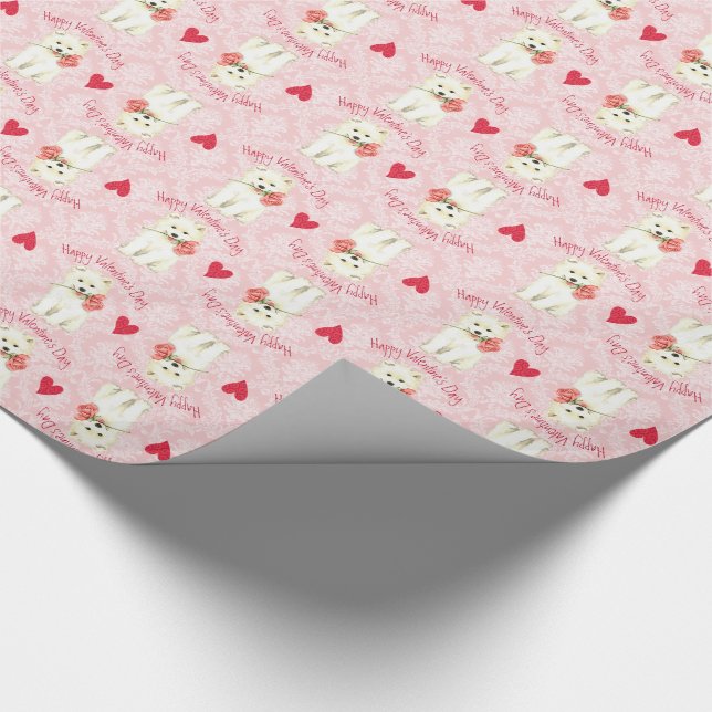 Papel De Regalo Samoyedo subió tarjeta del día de San Valentín (Esquina)