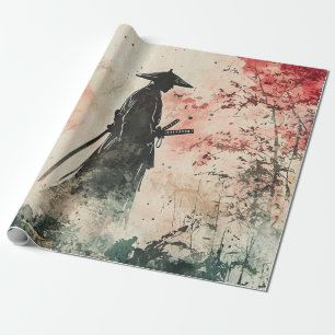 Papel De Regalo Samurái Silencioso Bosque Carmesí (1)