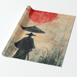 Papel De Regalo Samurái Silencioso Bosque Carmesí (2)