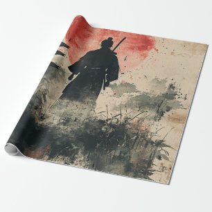 Papel De Regalo Samurái Silencioso Bosque Carmesí (3)