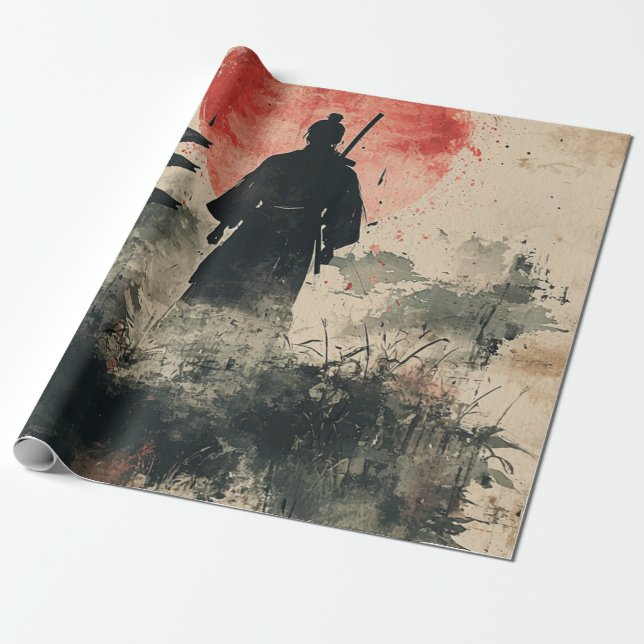 Papel De Regalo Samurái Silencioso Bosque Carmesí (3) (Desenrollado)