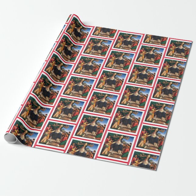 Papel De Regalo San Nicolás Rojo y Blanco (Desenrollado)