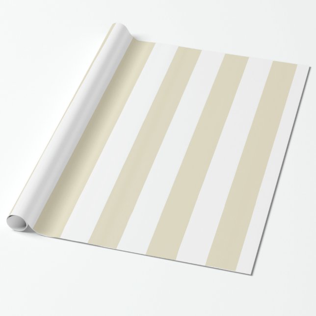 Papel De Regalo Sand Beige White Enorme Stripes (Desenrollado)
