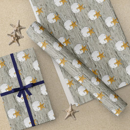 Papel De Regalo Sand Dollar Starfish Rustic Beach Driftwood