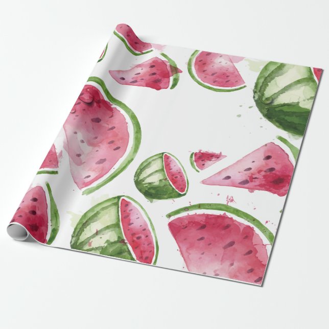 Papel De Regalo Sandía acuarela linda  (Desenrollado)