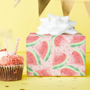 Papel De Regalo Sandía Kawaii Acuarela de Verano Lindo