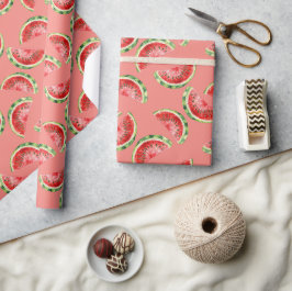 Papel De Regalo Sandías Cumpleaños Rosa Rosado Rojo Verde