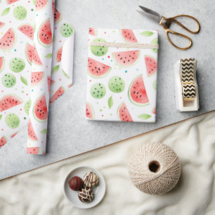 Papel De Regalo Sandías Rojas Verdes Blancas Cumpleaños
