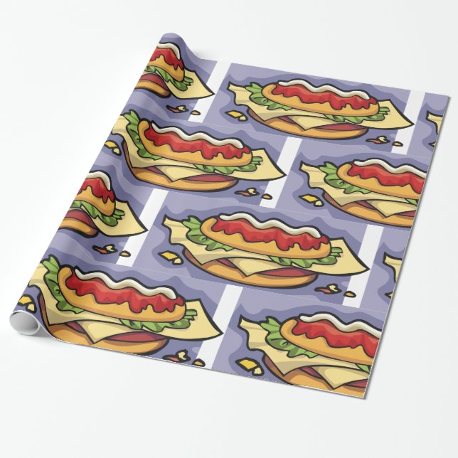 Papel De Regalo Sándwich con Lechuga Queso y Salsa (Desenrollado)