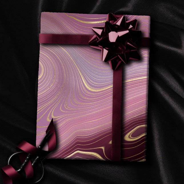 Papel De Regalo Sangria Strata | Moody Pink y Purple Luxe Agate (Subido por el creador)
