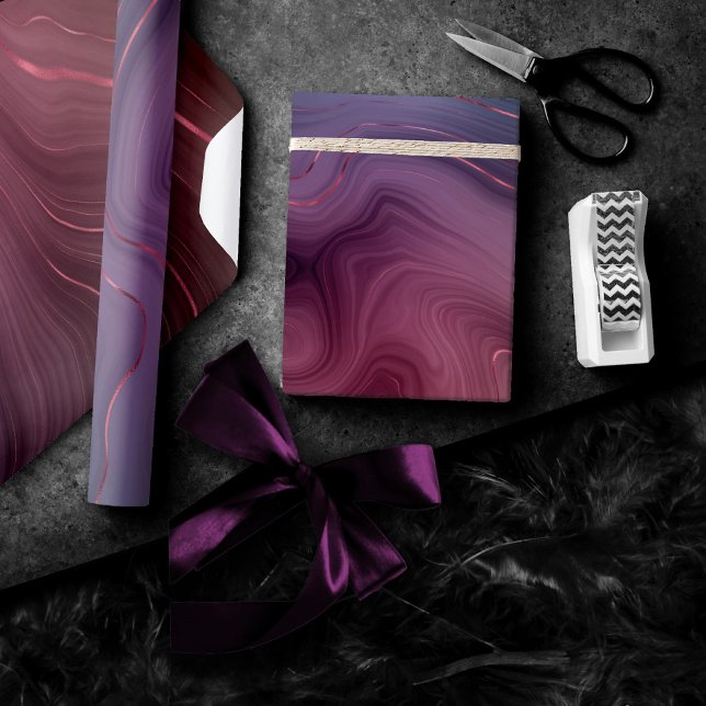 Papel De Regalo Sangria Strata | Moody Pink y Purple Luxe Agate (Subido por el creador)
