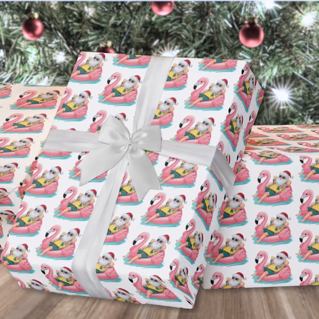 Papel De Regalo Santa Beach Christmas (Santa Beach Christmas Wrapping Paper )