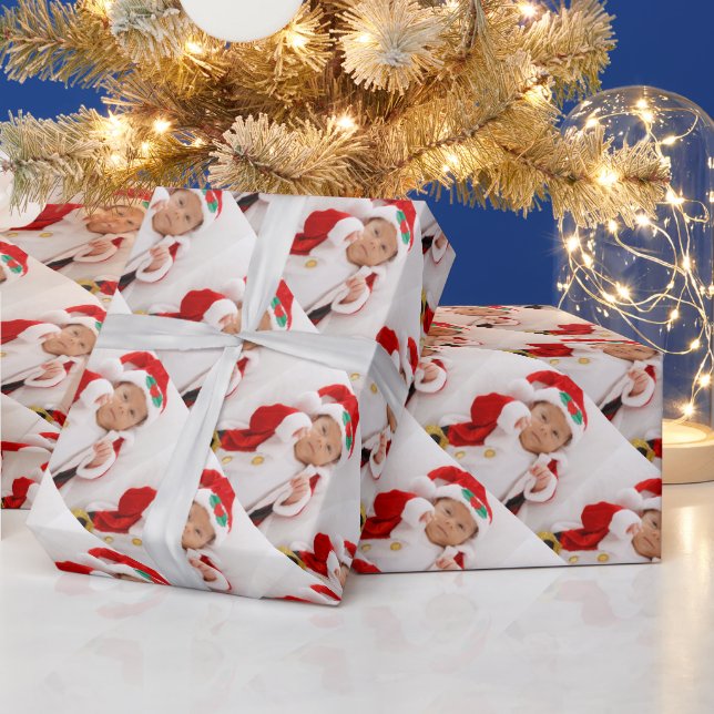 Papel De Regalo Santa Bebé Pesonaliza tu foto (Vacaciones)