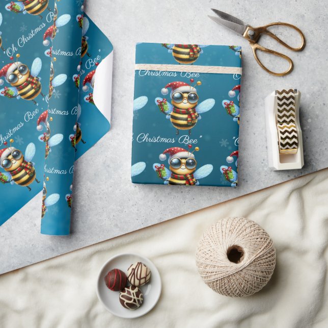 Papel De Regalo Santa Bee "Oh Navidades Bee" (Artesanía)