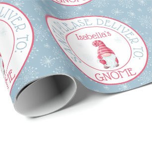 Papel De Regalo Santa Bonito Por Favor Entregar a Tu Gnomo