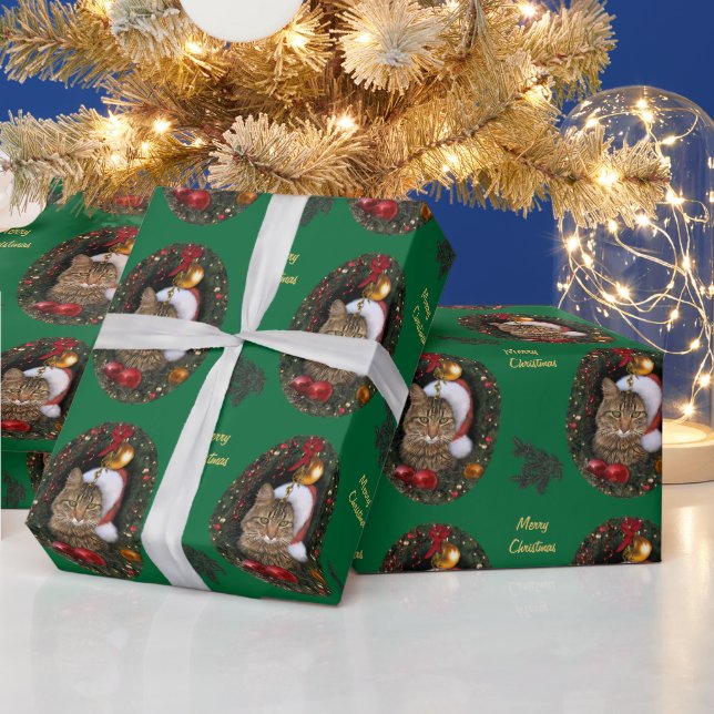 Papel De Regalo Santa Cat (personalizable) (Vacaciones)