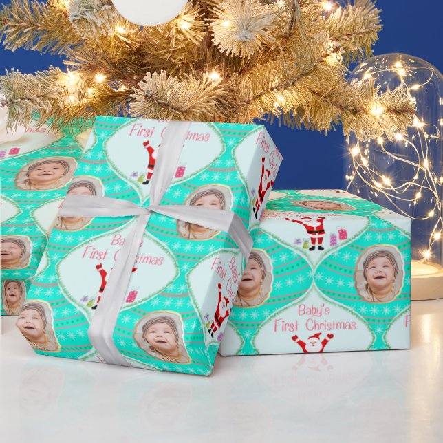 Papel De Regalo Santa celebra la primera foto navideña del bebé (Vacaciones)