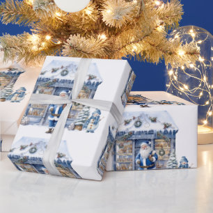 Papel De Regalo Santa Claus azul