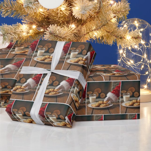 Papel De Regalo Santa Claus cogiendo una galleta (Vacaciones)