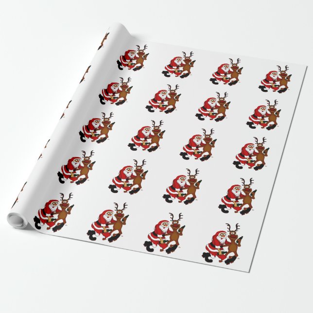 Papel De Regalo Santa Claus con alce (Desenrollado)