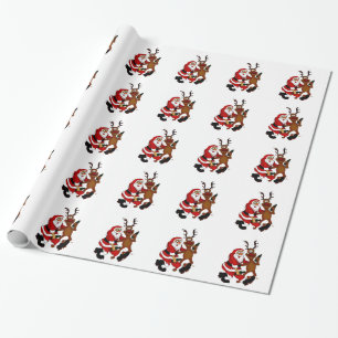 Papel De Regalo Santa Claus con alce