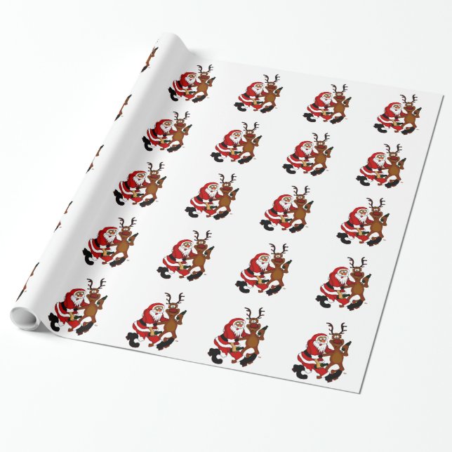 Papel De Regalo Santa Claus con alce (Desenrollado)