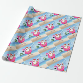 Papel De Regalo Santa Claus con anillo inflable de flamingo
