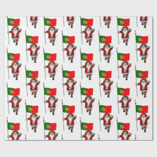 Papel De Regalo Santa Claus con Bandeira de Portugal