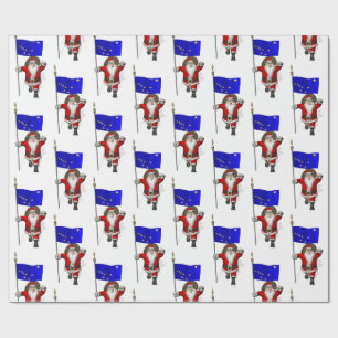 Papel De Regalo Santa Claus Con Bandera De Alaska