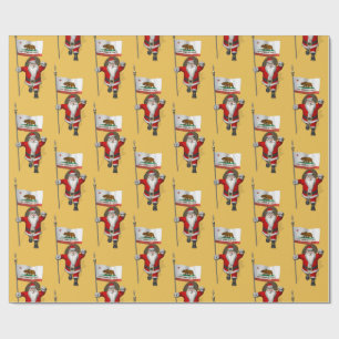 Papel De Regalo Santa Claus Con Bandera De California