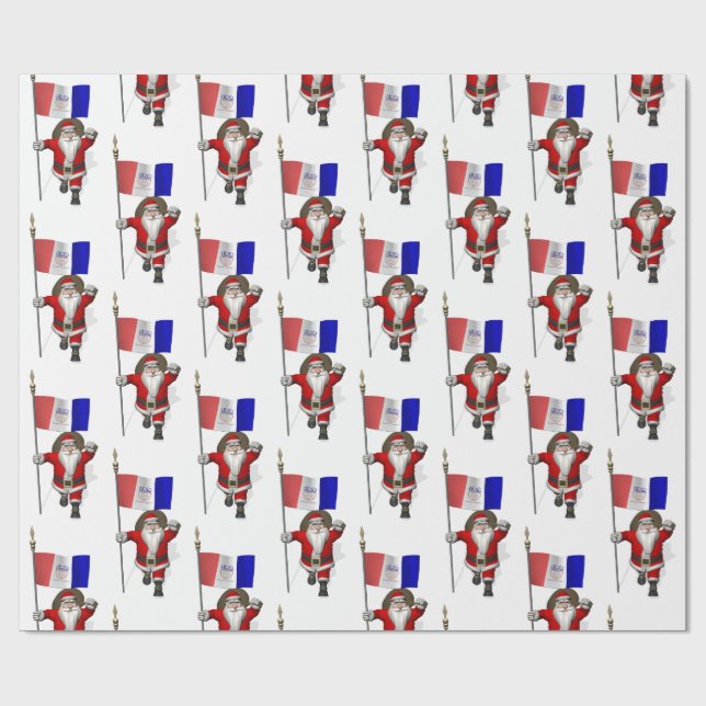 Papel De Regalo Santa Claus Con Bandera De Cleveland (Superficie plana)