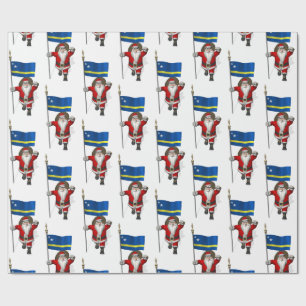 Papel De Regalo Santa Claus Con Bandera De Curacao