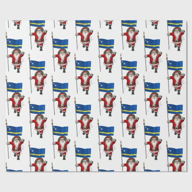 Papel De Regalo Santa Claus Con Bandera De Curacao (Superficie plana)
