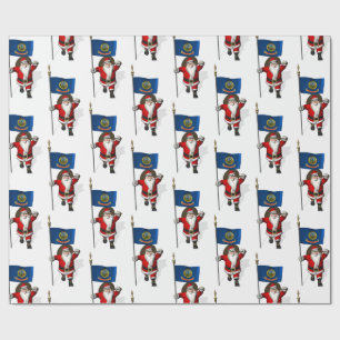 Papel De Regalo Santa Claus Con Bandera De Idaho