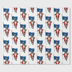 Papel De Regalo Santa Claus Con Bandera De Maine