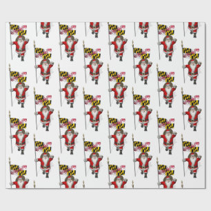 Papel De Regalo Santa Claus Con Bandera De Maryland