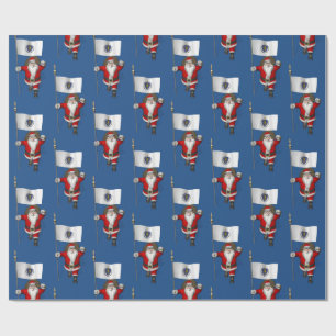 Papel De Regalo Santa Claus Con Bandera De Massachusetts